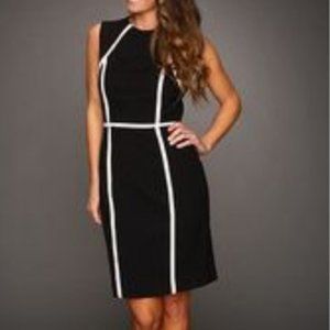 Calvin Klein Bodycon Dress Size 10 - Black w/White Piping